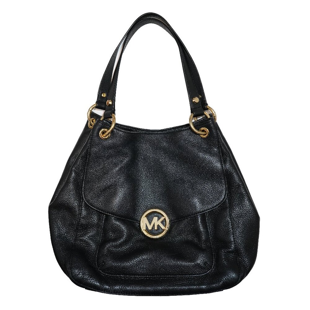 Michael Kors black Leather Purse Gold Hardware Pebble Minimalist Hobo Luxury Bag